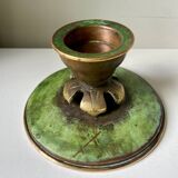 Scandinavian ART DECO candle holder in Bronze with verdigris patina