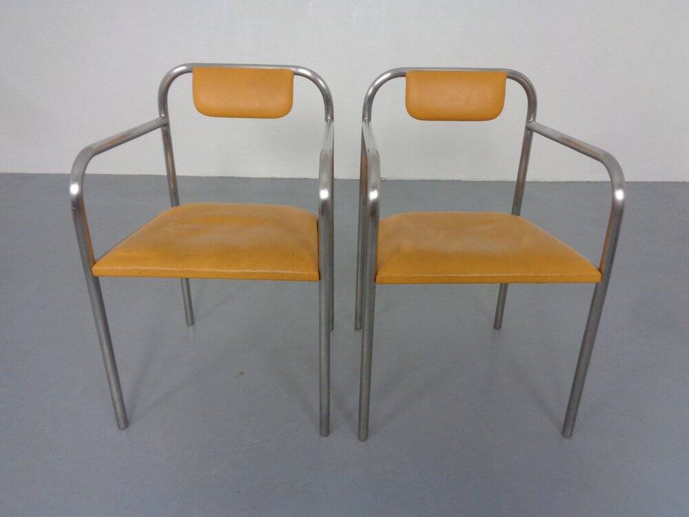 Set of Minimalist Tubular Steel Armchairs by Thomas Wendtland, 1970s