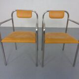 Set of Minimalist Tubular Steel Armchairs by Thomas Wendtland, 1970s