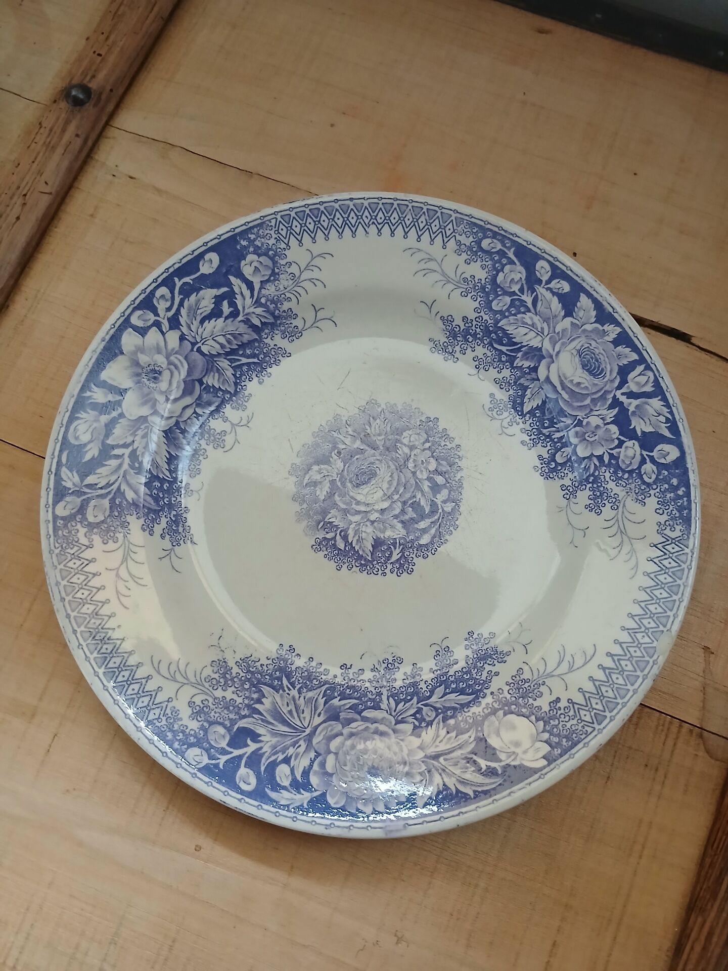 3 antique flat plates in ironstone
