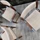 6 vintage chairs in wood, metal and fabric