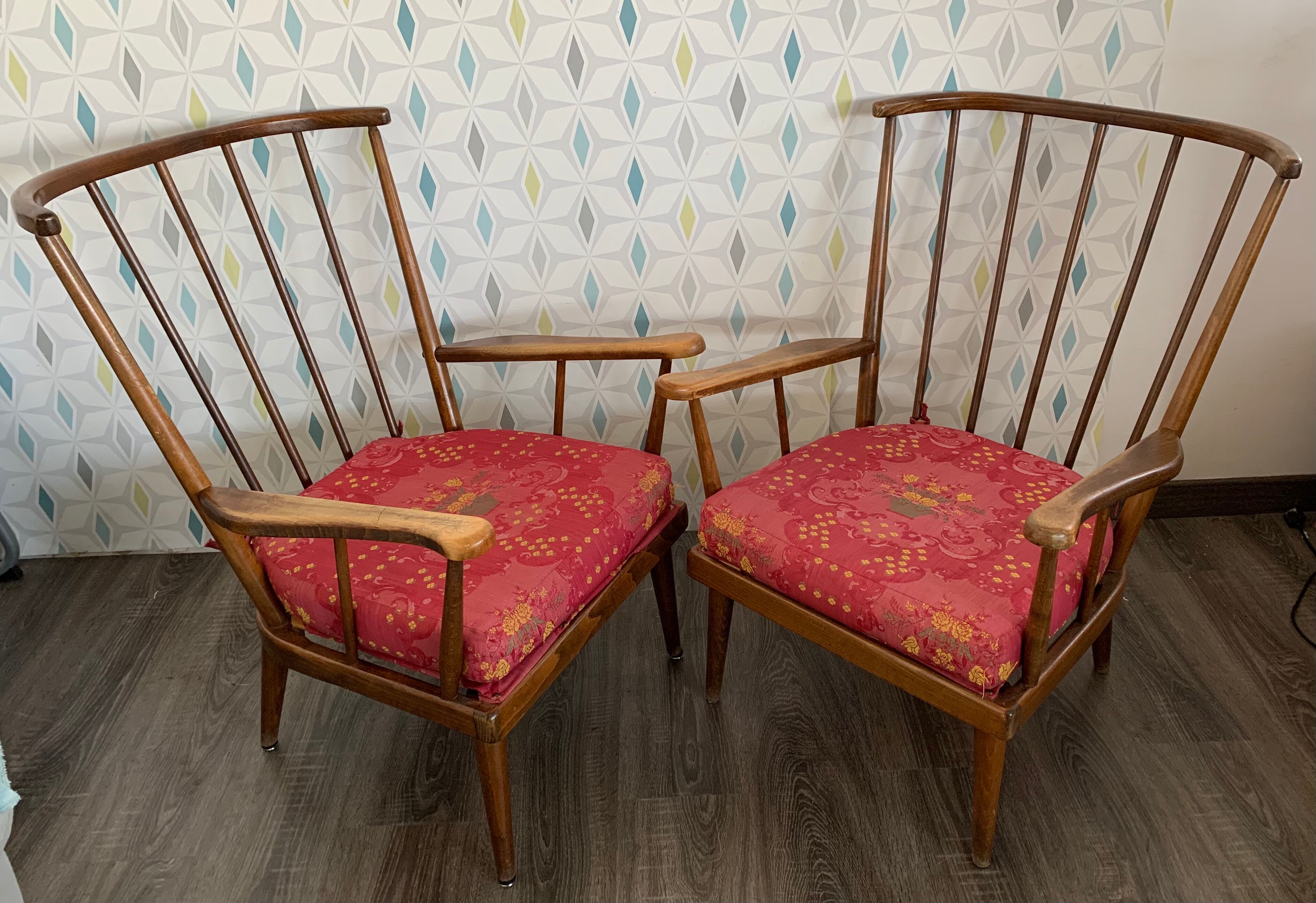 Paire fauteuils Baumann éventail