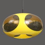 Rare suspension OVNI en forme d'œil d'insecte de l'ère spatiale Belgique massive couleur jaune