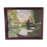 Oil on canvas by S.Chapchal by the river