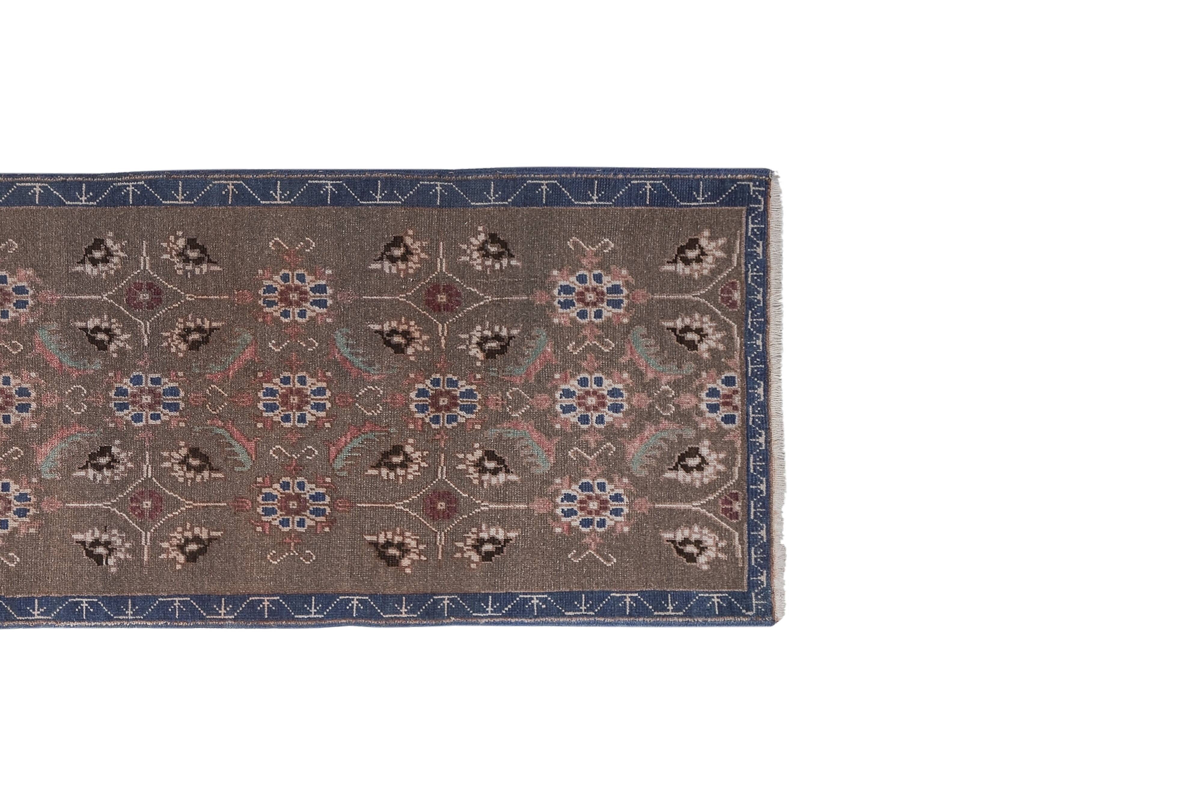 Vintage Turkish Oushak Rug Handwoven 79x230 cm