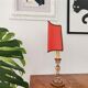 French Art Nouveau Crystal Red Silk Half Shade Table Lamp, 1940s