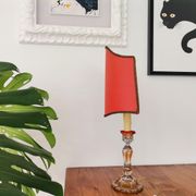 French Art Nouveau Crystal Red Silk Half Shade Table Lamp, 1940s