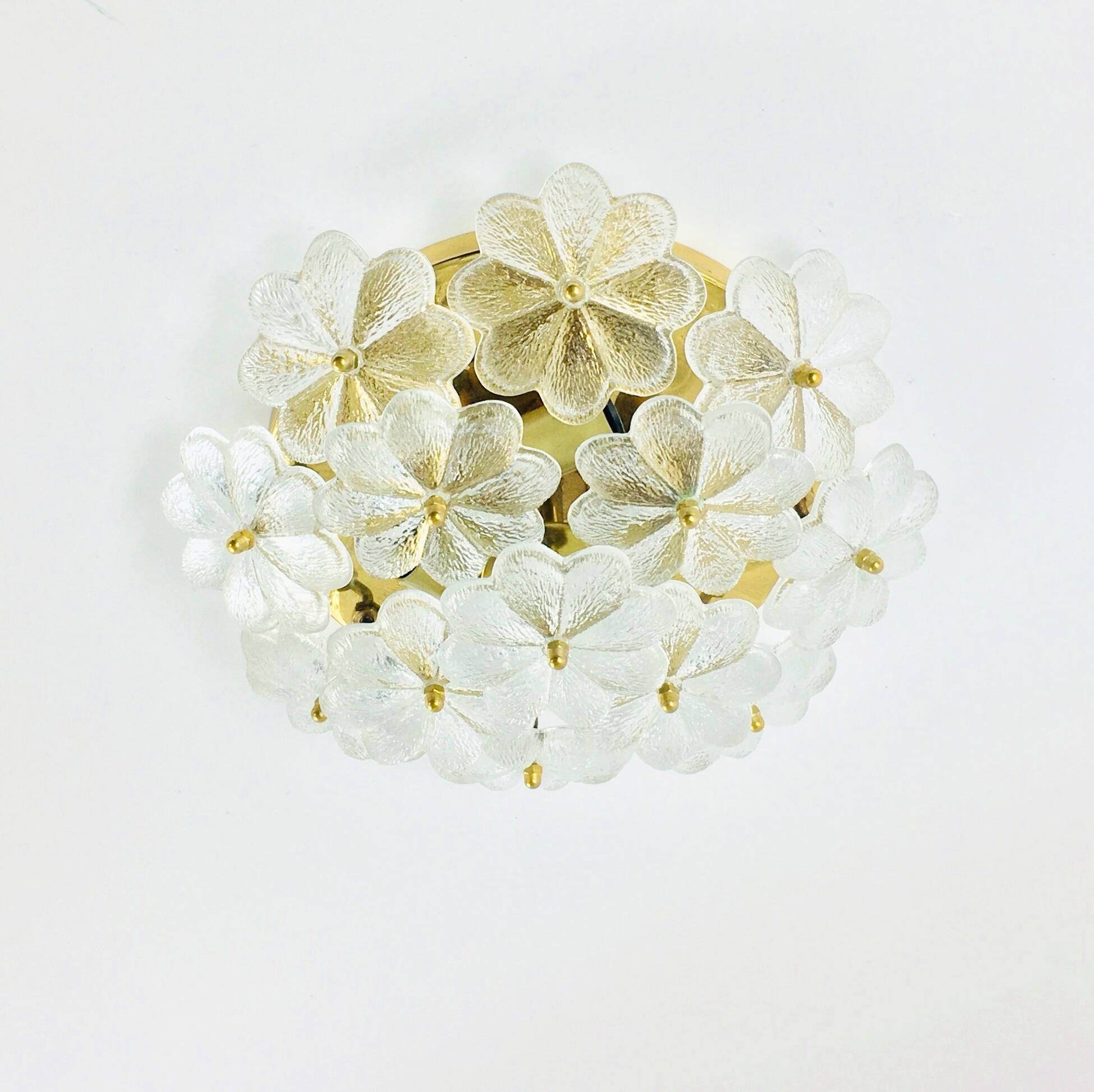 Mid-Century Floral Murano Glass Flush Mount by Ernst Palme for Palwa, Germany, 1960s