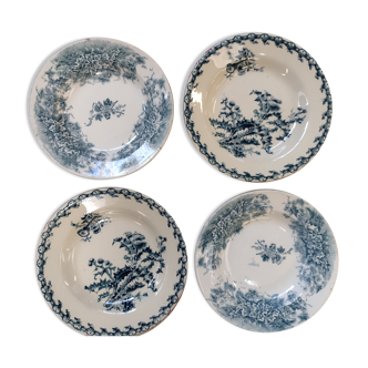 Set de 4 assiettes creuses ter de fer gien et grigny