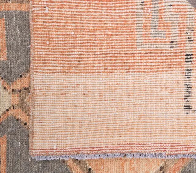 Vintage Turkish Hand-Knotted Wool Cotton Orange Runner Rug 95x408