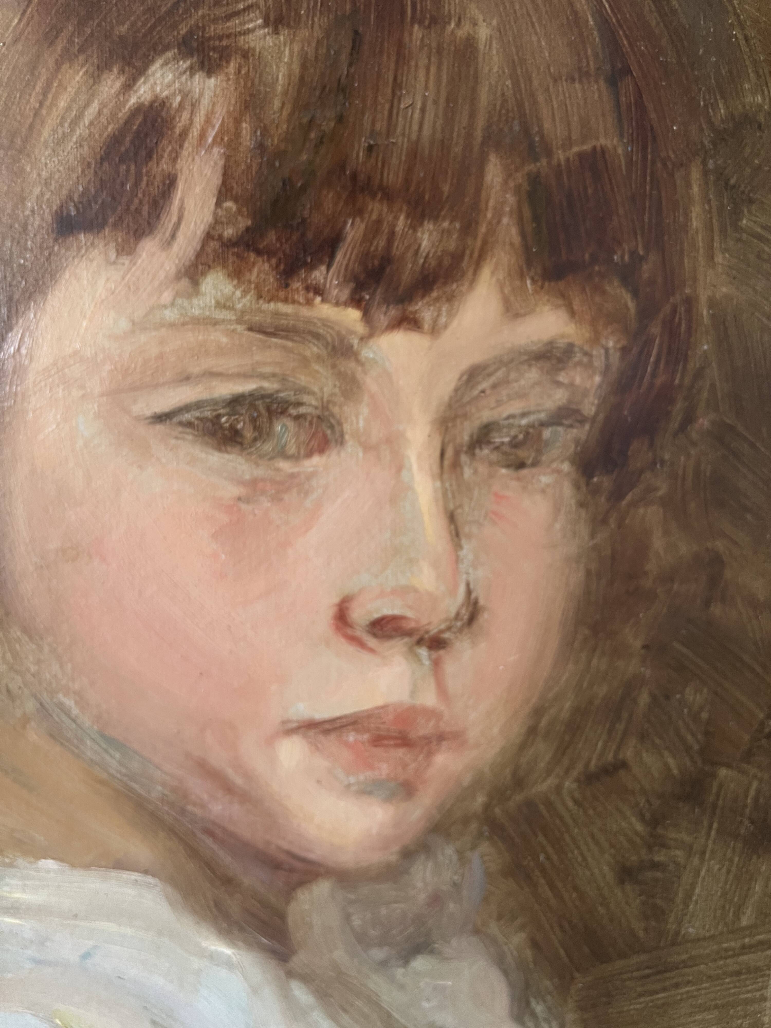 Oil portrait on cardboard