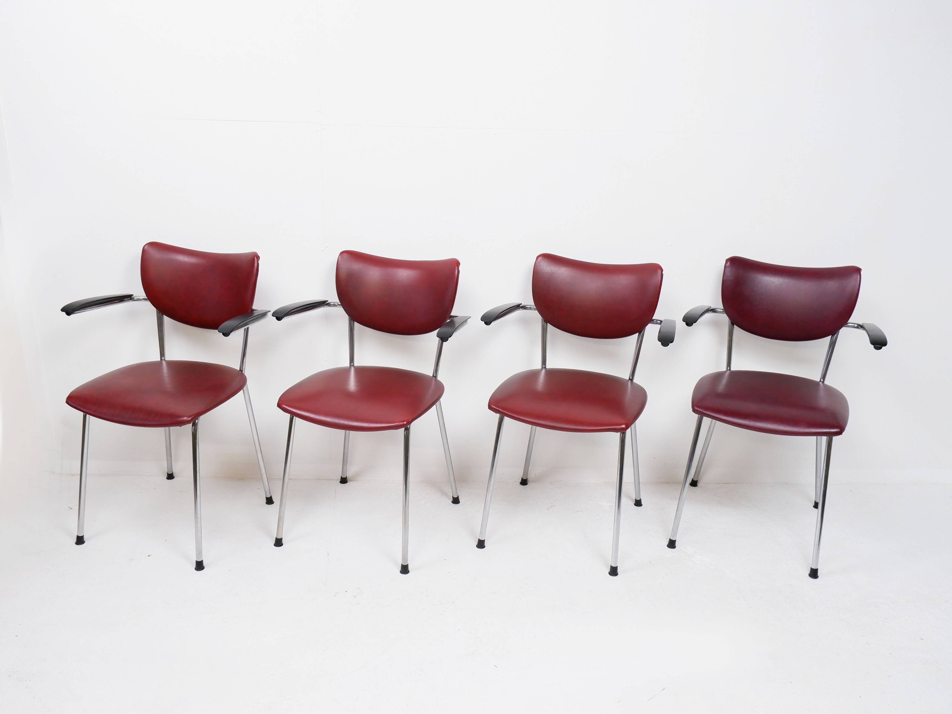 Set of 4 De Wit Dining chairs, 1960s