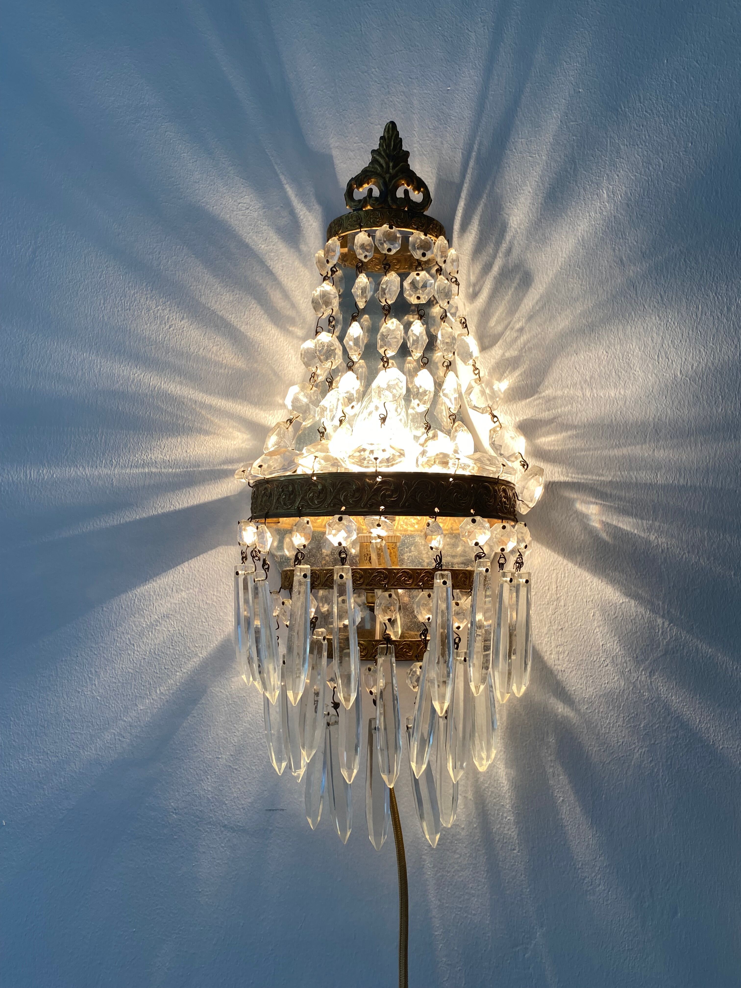 Wall lamp glass, brass, 50s