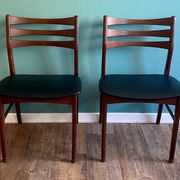 Pair of beech chairs with black skai trim Faldsled, Denmark 1970