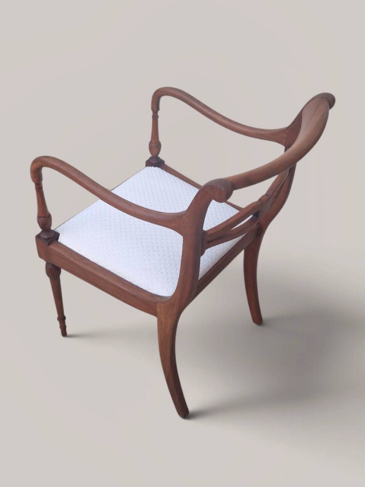 Directoire style armchair in solid wood – Openwork back/rest and sabre legs
