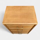 Chiffonnier pieds compas bois brut 1950