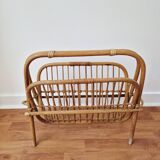 Foldable rattan magazine rack - Vintage
