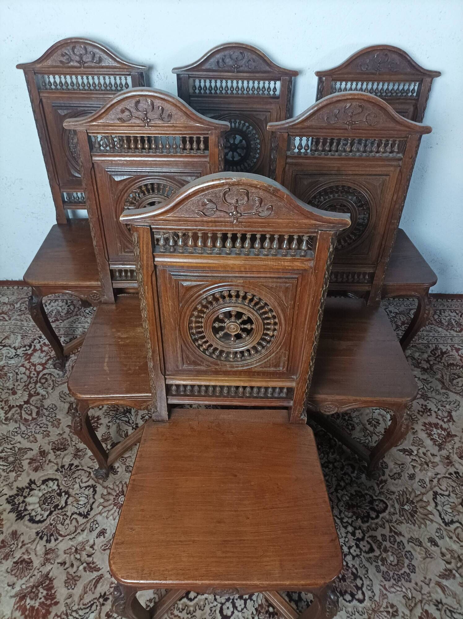 Set of 6 Art Deco oak chairs