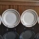 4 flat plates in earthenware, St Amand, Newton service