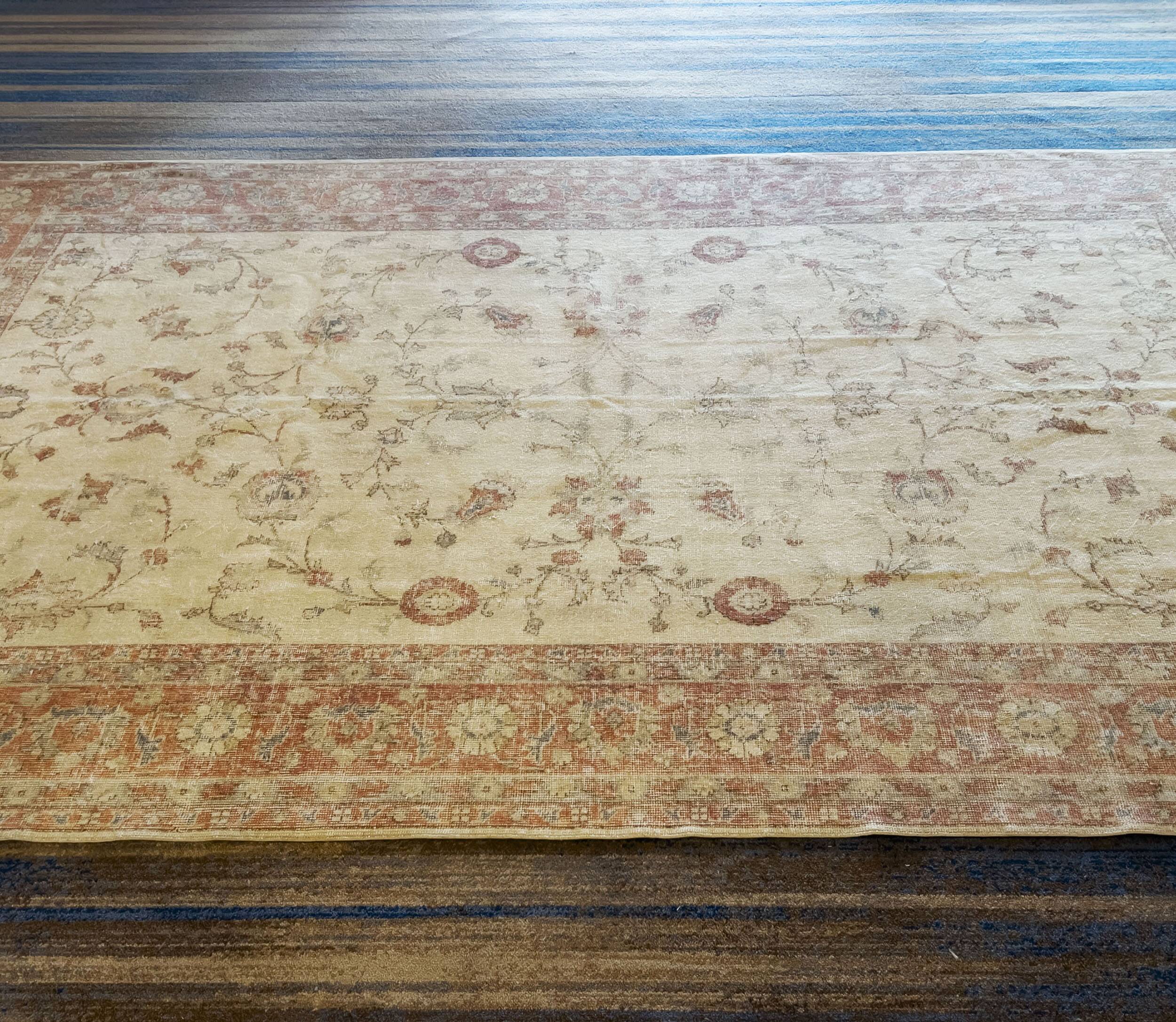 Vintage Large Pastel Carpet with Flowers