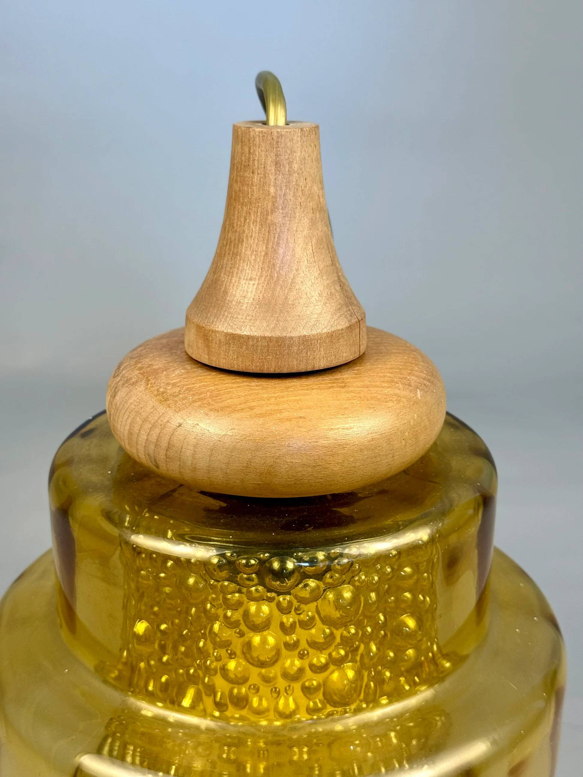 Amber glass vintage pendant, 1960s–70s style