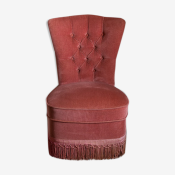 Fauteuil crapaud vieux rose