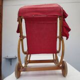 Poussette de poupée trés ancienne, en bois et osier