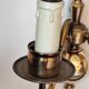 Pair of Dutch style 2-light brass wall lights