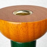 Postmodern yellow, green, red wooden chandelier Monokel by Ikea, 1980s.