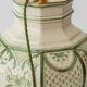 Spanish Revival Table Lamp in Green Ivory Crackle Ceramic, New Linen Shade