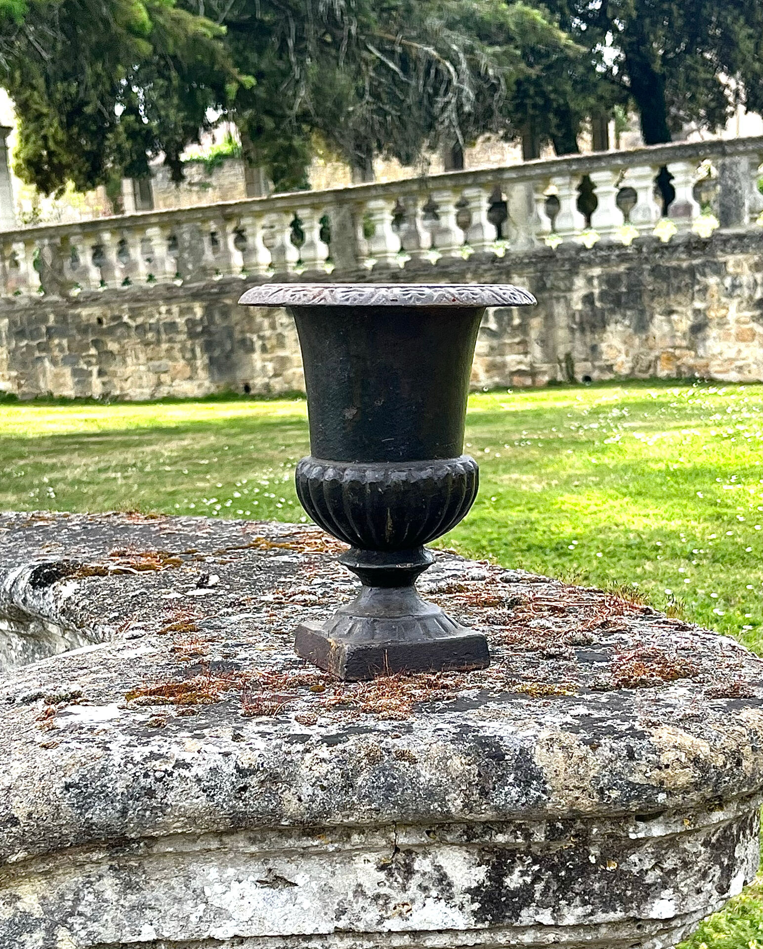 Iron garden urn planter, Antique French cast iron classical campana va