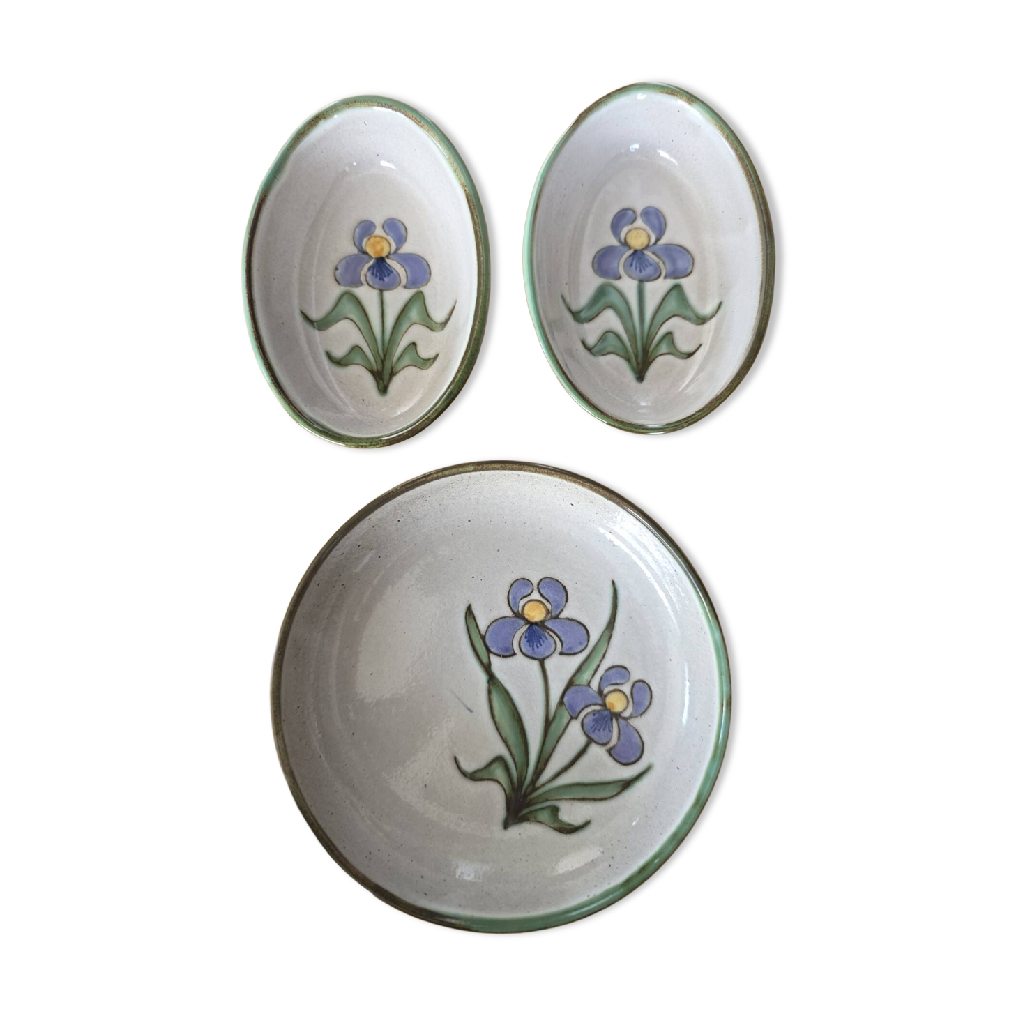 Lot 3 pièces céramique Natoli Vallauris – Décor Iris