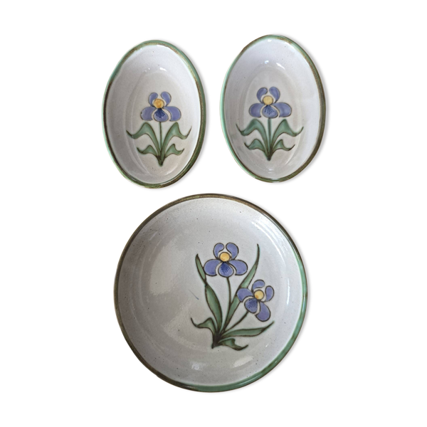 Lot 3 pièces céramique Natoli Vallauris – Décor Iris