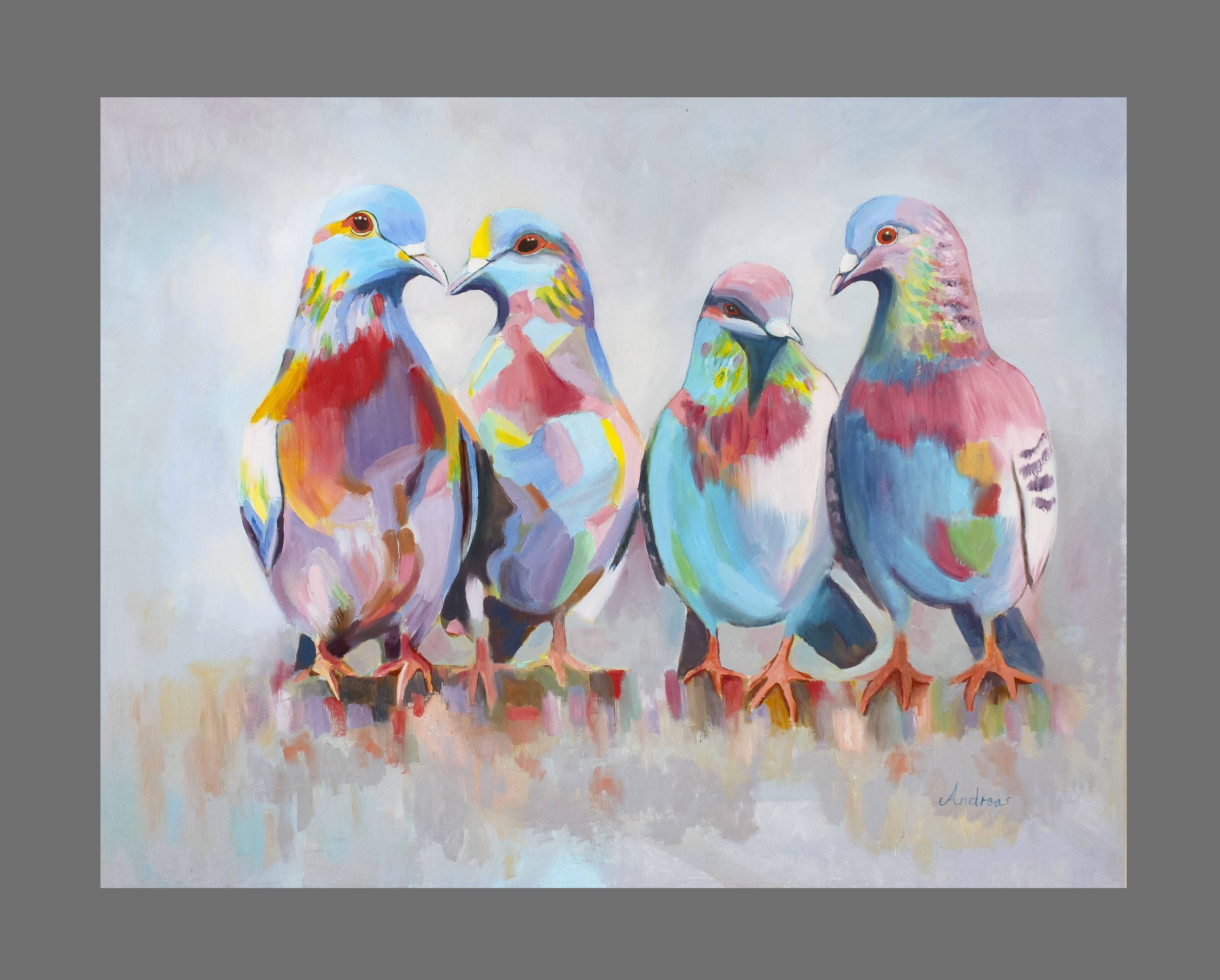 Painting of doves. Picture of doves. Doves in oil.