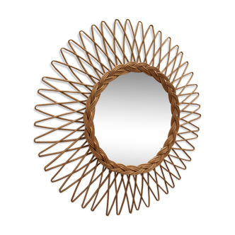 Miroir soleil en rotin 52cm