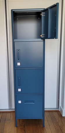 Storage cabinet for bedroom or desk in blue steel (IDASEN IKEA range 2021)
