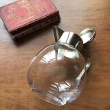 Art Deco carafe in silver metal and blown glass