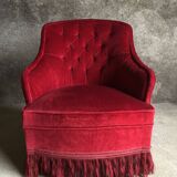 Fauteuil crapaud en velours rouge