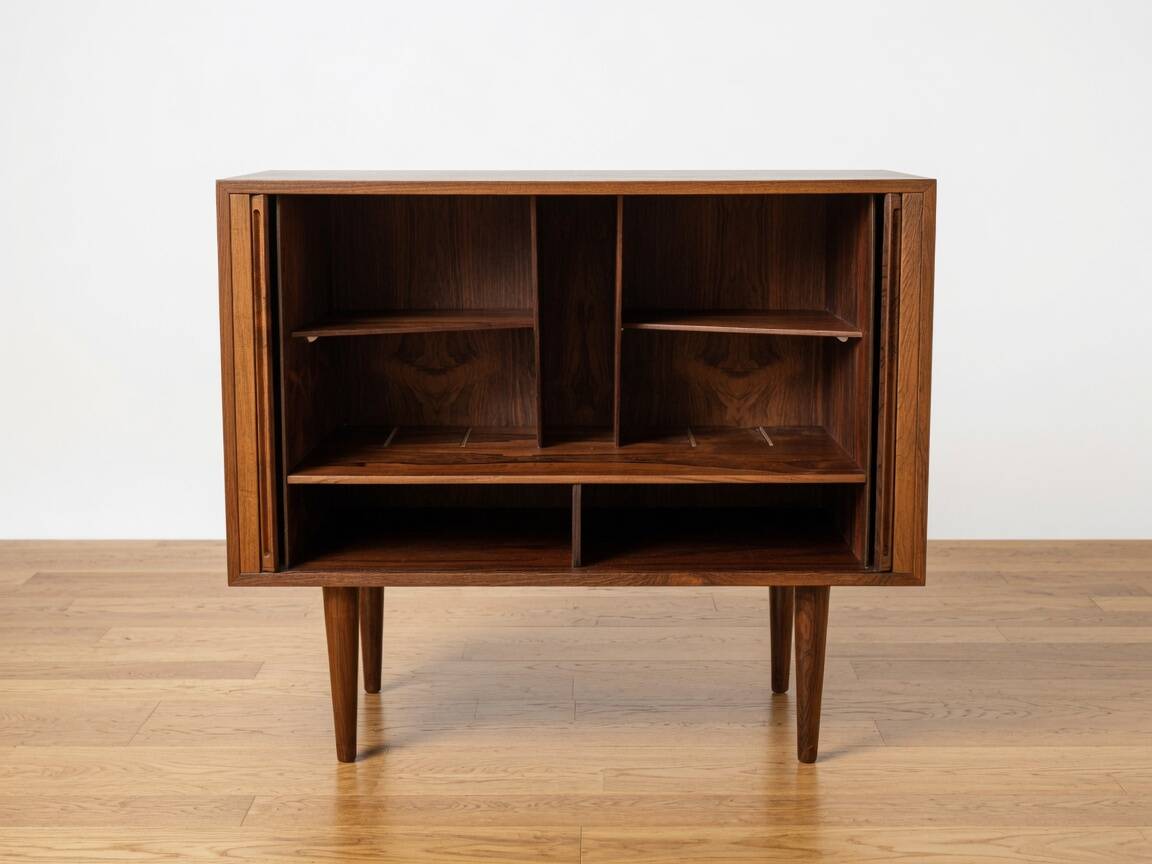 Rosewood Tambour Door Cabinet By Kai Kristiansen For Feldballes