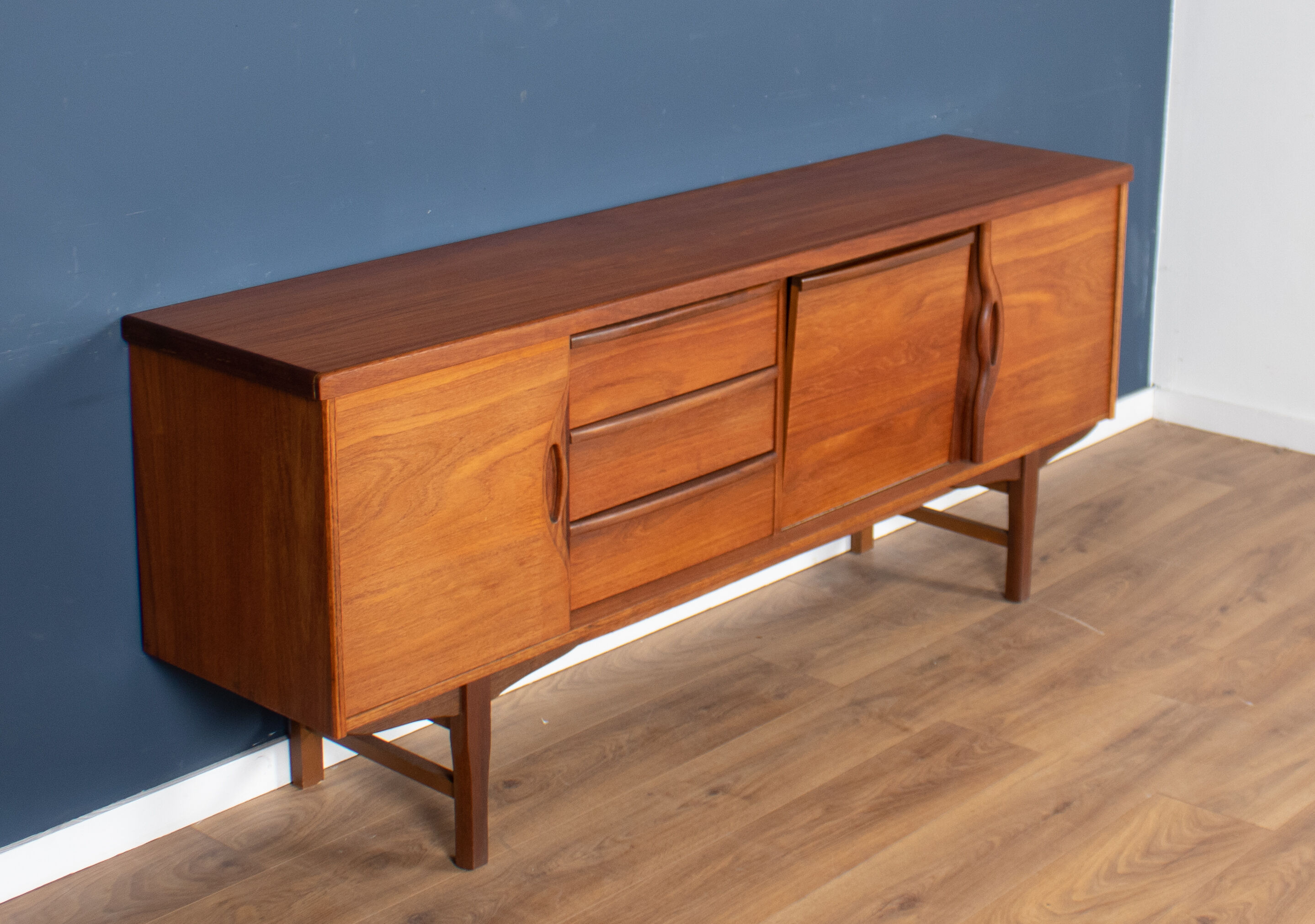 Retro teak 1960s long mid century sideboard by jentique