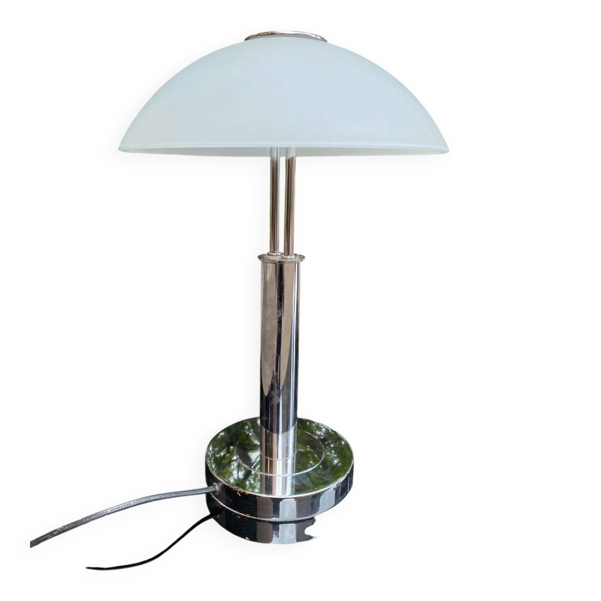 Mushroom table lamp WOFI Leuchten – Chrome metal & frosted glass