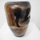 Black folded metallized vase signed