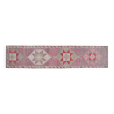 Tapis de couloir vintage turc fait main en laine et coton violet, années 1970