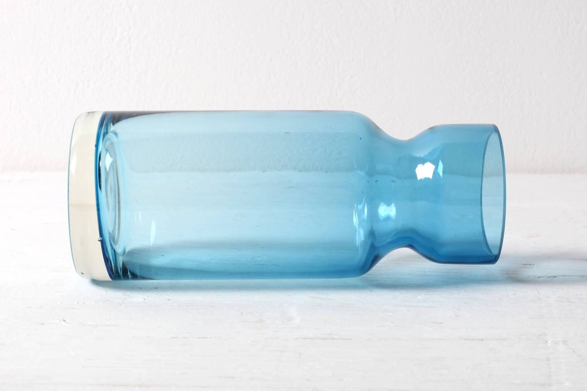 Small Vintage Blue Glass Vase / Mid-century Stylish Vase / Sweden / 1980s