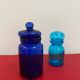 Bocal vintage en verre bleu cobalt