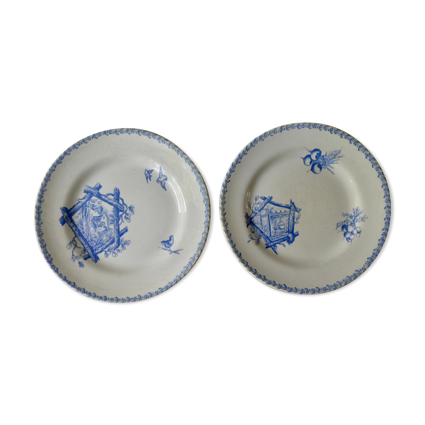 Set of 2 plates in earthenware, 1900