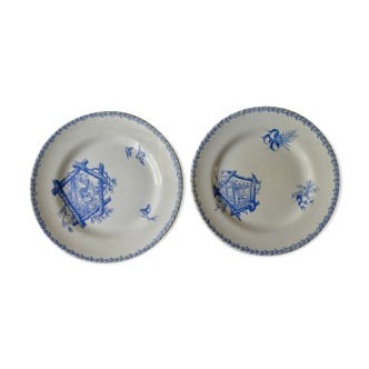 Set of 2 plates in earthenware, 1900