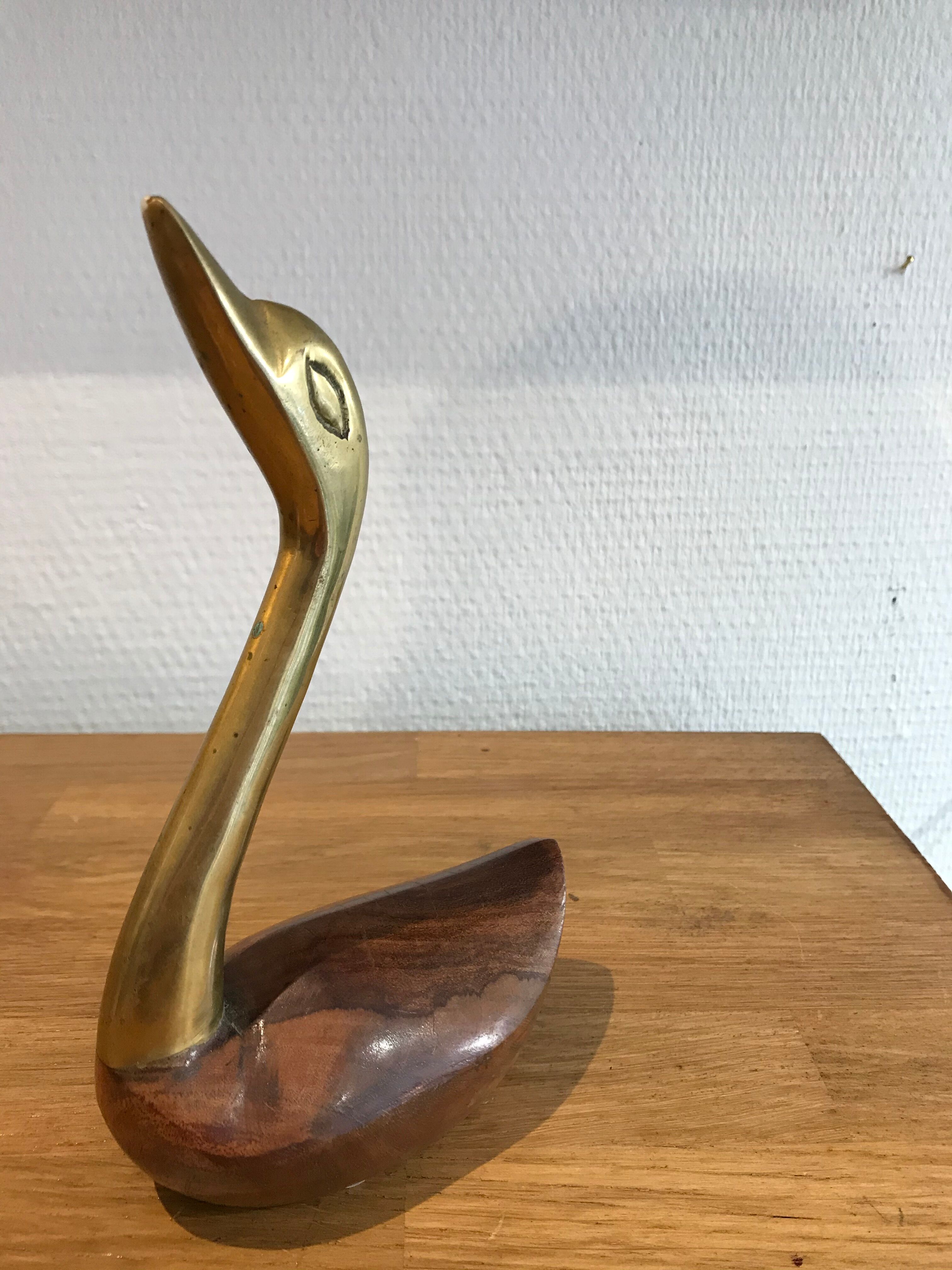 Duck in brass and wood