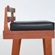 Erik Buck set of three bar stools in teak and leather Dyrlund Denmark 1960