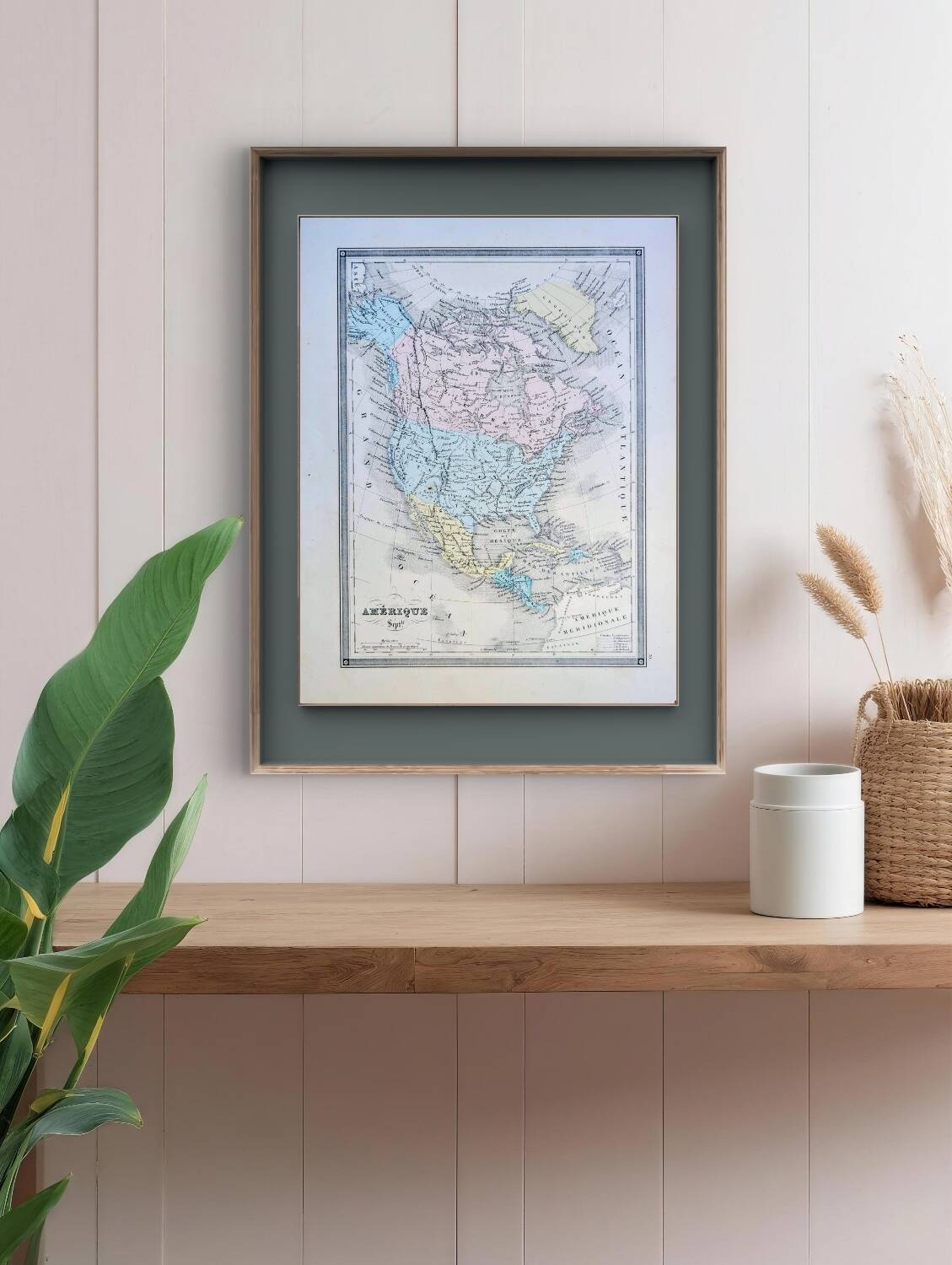 North America, old map, printed in 1852.